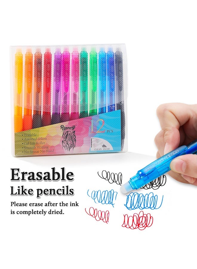 RIANCY 12 color side pressing erasable pens  pressing gel pen Easy erasable large capacity pen - Image 1