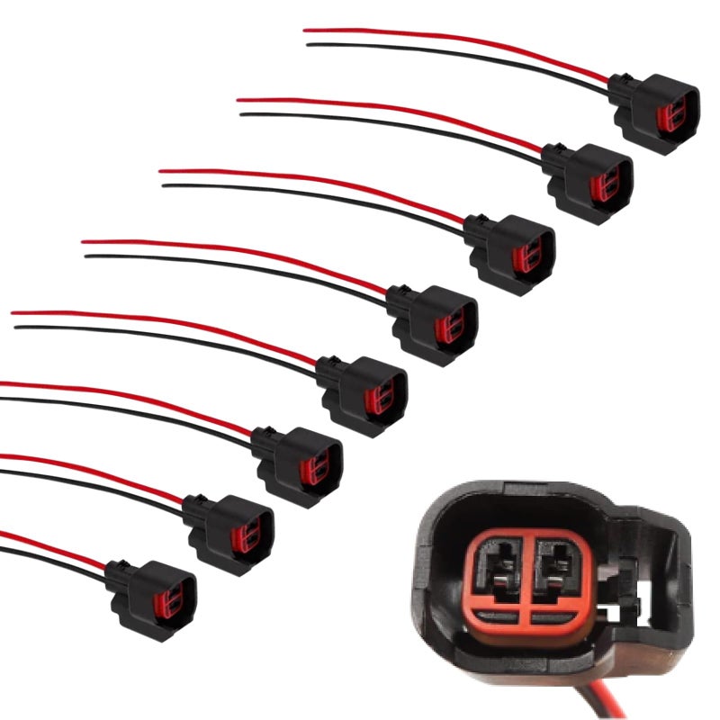 AcornTech 8 PCS Fuel Injector Connector Pigtail Compatible with DodgeFordChevroletBuickJeepand More Fuel Injector Wiring Harness Replace5013995AA5161919AA