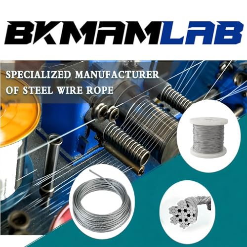 BKMAMLAB Wire Rope,Equipped with Crimping Pliers,1/16 Wire Rope, Aircraft Cable,304 Stainless Steel Cable,7x7 Strand Core 196FT,368lbs Breaking Strength - Image 4