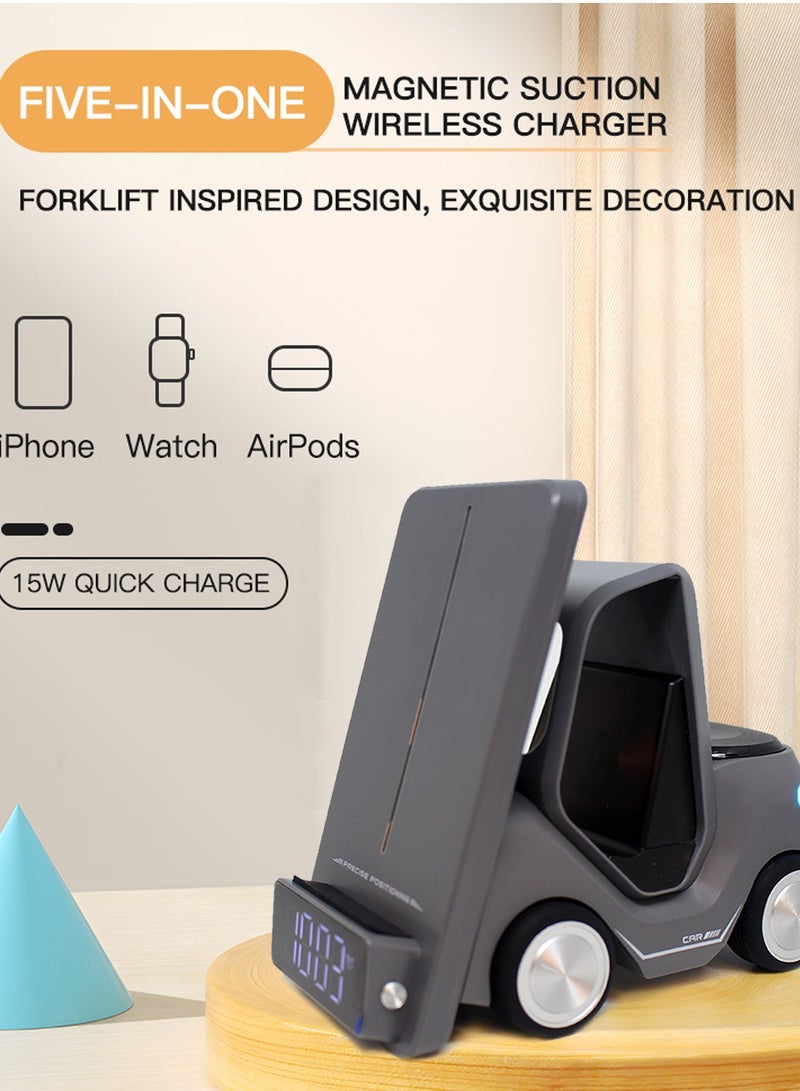 ماكس آند ماكس شاحن لاسلكي 5 في 1 - محطة شحن سريعة للهواتف المحمولة وسماعات الأذن والساعات الذكية - Image 3