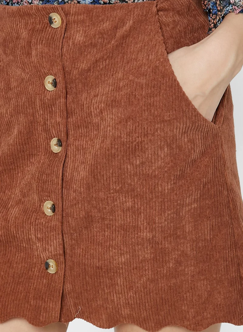 Ginger Courdroy Button Up Skirt