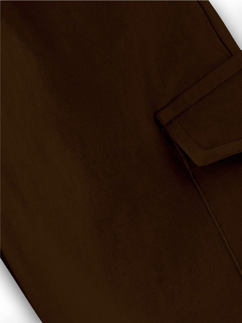 KiddoPanti Boys Knit Solid Cargo Shorts Pack of 2 | 100% Cotton | Comfortable Rib Waistband | 2 Front Pockets & 2 Cargo Pockets | Sport Bermuda Half Pant for Boys, Brown - 2-3Y - Image 4