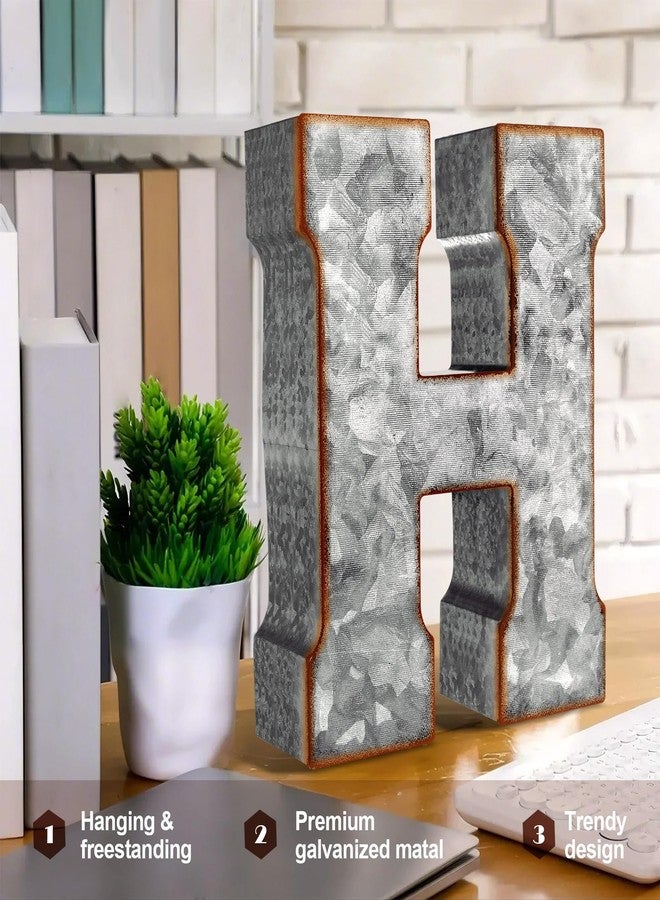 Yaocom 12" Metal Letter Wall Decor Large Galvanized Letter 3D Signs Shelf Decoration Hanging or Freestanding Vintage Industrial Decor for Home Office Bookshelf Farmhouse Kitchen Apartment(Letter H) - Image 5