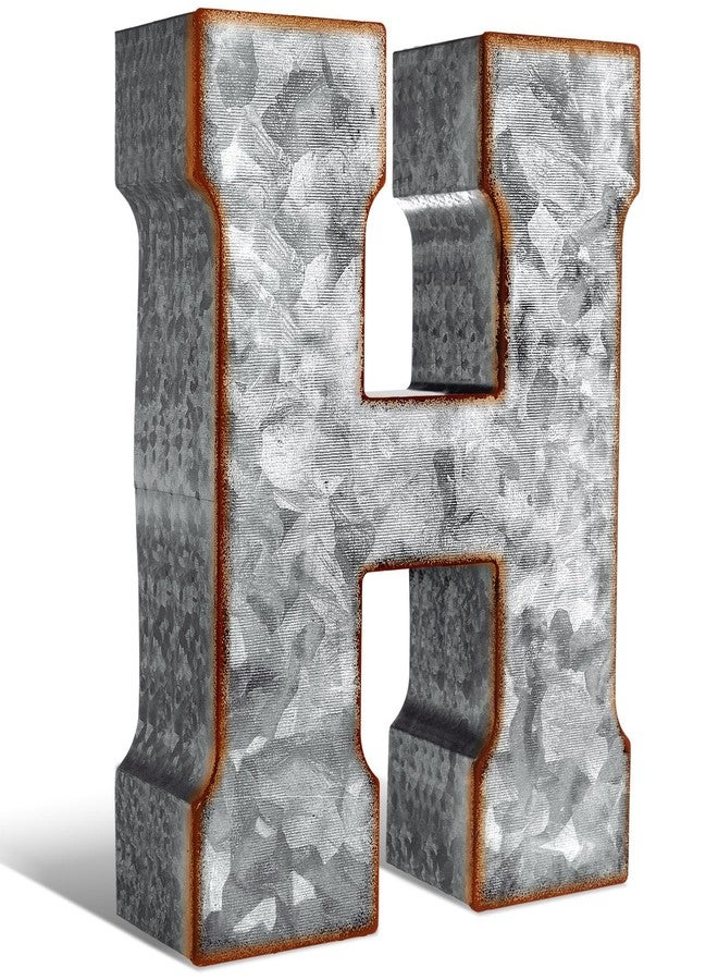 Yaocom 12" Metal Letter Wall Decor Large Galvanized Letter 3D Signs Shelf Decoration Hanging or Freestanding Vintage Industrial Decor for Home Office Bookshelf Farmhouse Kitchen Apartment(Letter H) - Image 1