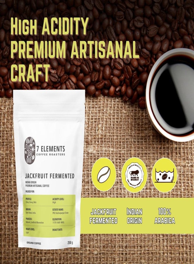 7 Elements Coffee Roasters Jackfruit Fermented Ground Coffee - 250 g (Pack of 1) | Light Roast (Turkish Grind) | 100% Arabica Freshly Roasted Coffee Grounds | Rich Flavorful Coffee - Image 2