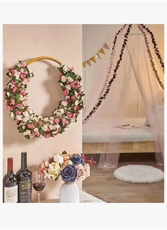 Ssovi Artificial Flower Ivy Vines, 5 Pieces 45 Rose Vines Simulation Plant Vine Decoration, DIY Hanging Ivy Fake Flowers Suitable for Wedding Venue Props (3 Pieces Pink + 2 Pieces Champagne Sunset Red)  - Image 2