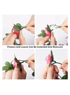 Ssovi Artificial Flower Ivy Vines, 5 Pieces 45 Rose Vines Simulation Plant Vine Decoration, DIY Hanging Ivy Fake Flowers Suitable for Wedding Venue Props (3 Pieces Pink + 2 Pieces Champagne Sunset Red)  - Image 5
