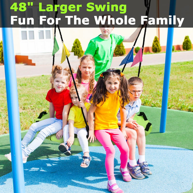 HeyZoo 48 inch Tree Swing, Larger Saucer Flying Swing for Whole Family, 900lbs Weight Capacity, with Adjustable Hanging Straps, for Outdoor Playground, Green - Image 5