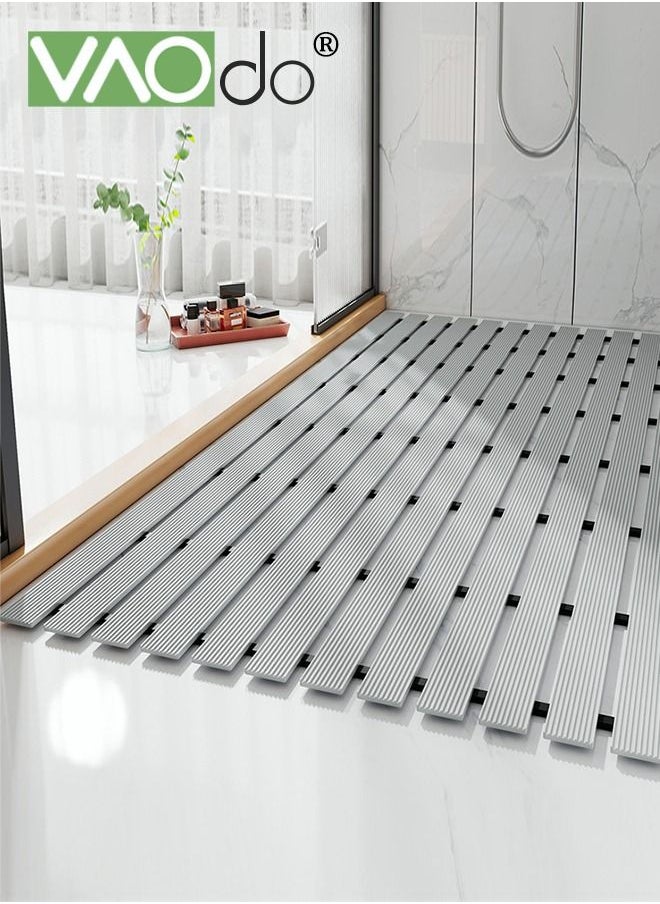 VAOdo - Non-slip Bath Mat Suction Cup at The Bottom Fast Drainage Environmentally Friendly Material Anti-bacterial Not Easy to Mold Bathtub Mat Grey - Image 1