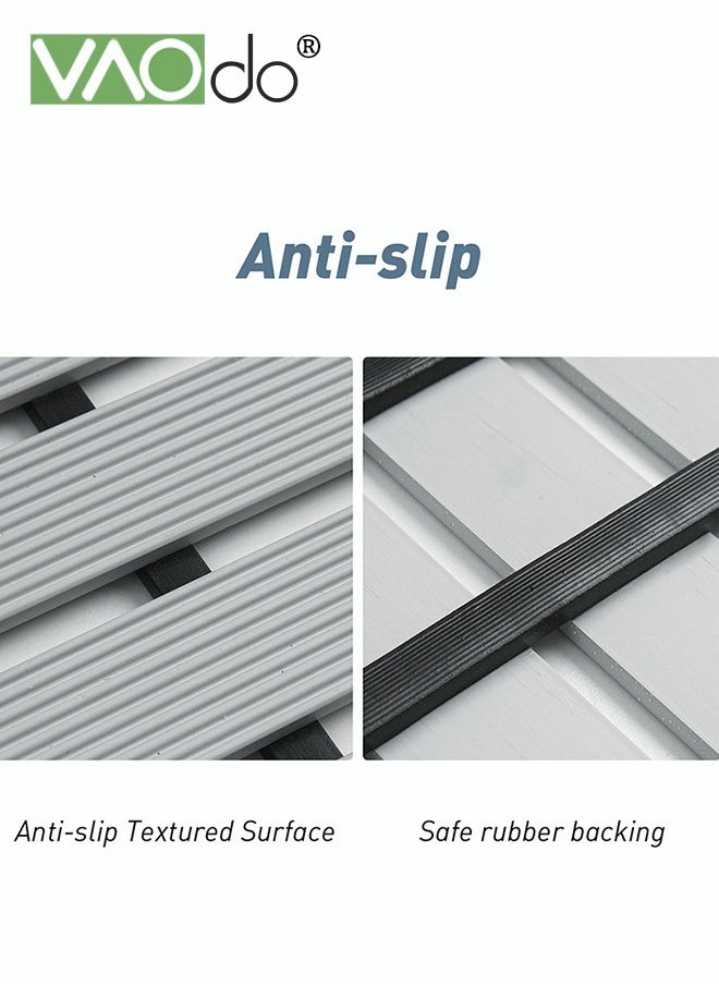 VAOdo - Non-slip Bath Mat Suction Cup at The Bottom Fast Drainage Environmentally Friendly Material Anti-bacterial Not Easy to Mold Bathtub Mat Grey - Image 1