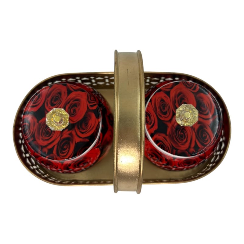 COOPTIC Elegant Dual Jar Set with Decorative Golden Basket | Handcrafted Iron Holder Featuring Traditional Art | Ideal for Kitchen Storage, Gifts & Festive Home Décor (Big-Roses) - Image 5