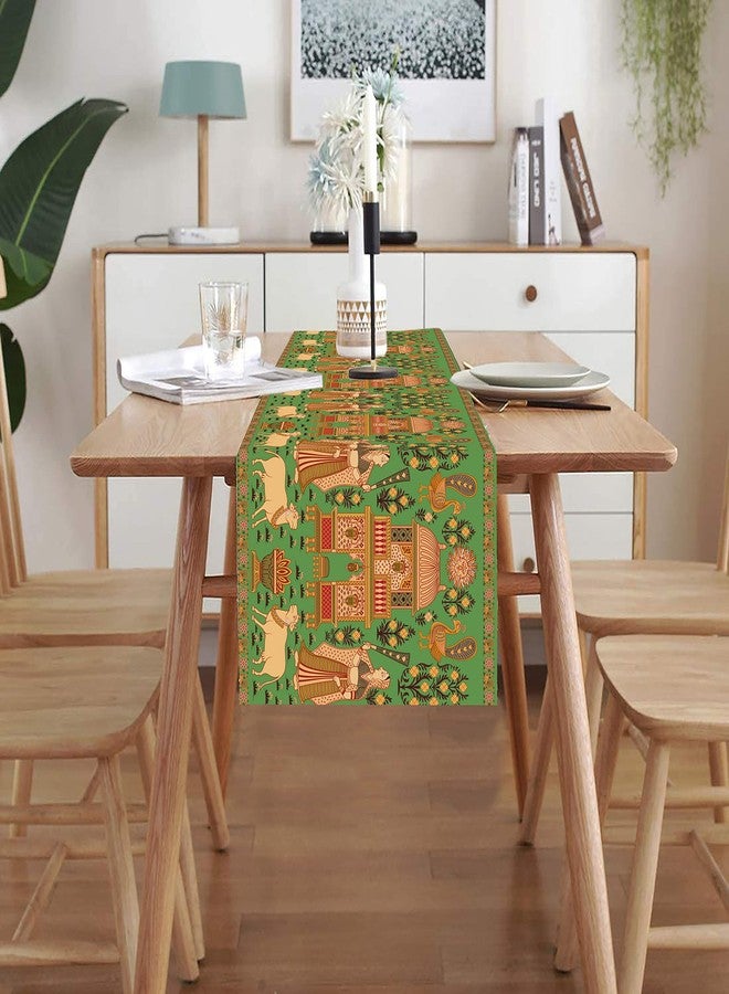 homewards Digitally Printed Green Miniature Painting Table Runner Size 13X72 inches - Image 3