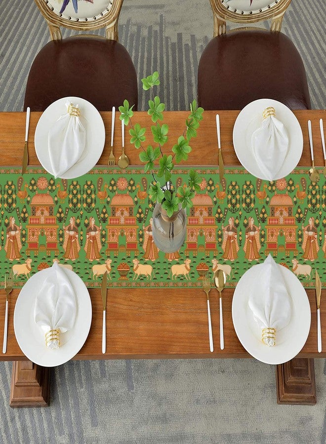 homewards Digitally Printed Green Miniature Painting Table Runner Size 13X72 inches - Image 4