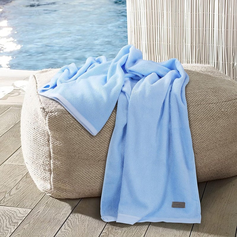 SPREAD SPAIN Bamboo Towels for Bath Towels for Bath Large Size Bamboo Bath Towel High Absorbent Soft 360 GSM 1 Piece Bath Towel for MenWomen 70 cms x 150 cms Light Blue - Image 1