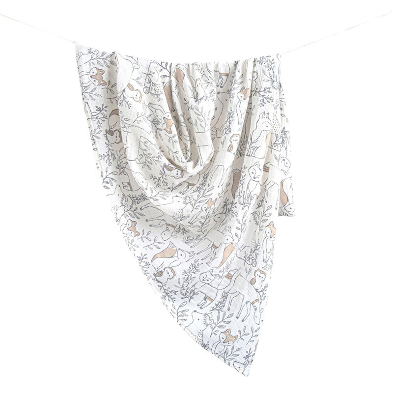 Crane Baby 100% Cotton Muslin Swaddle Blankets, Set of 2, 47" x 47", Boho Woodland Baby, Forest Animals Swaddle, Neutral Baby Items - Image 3