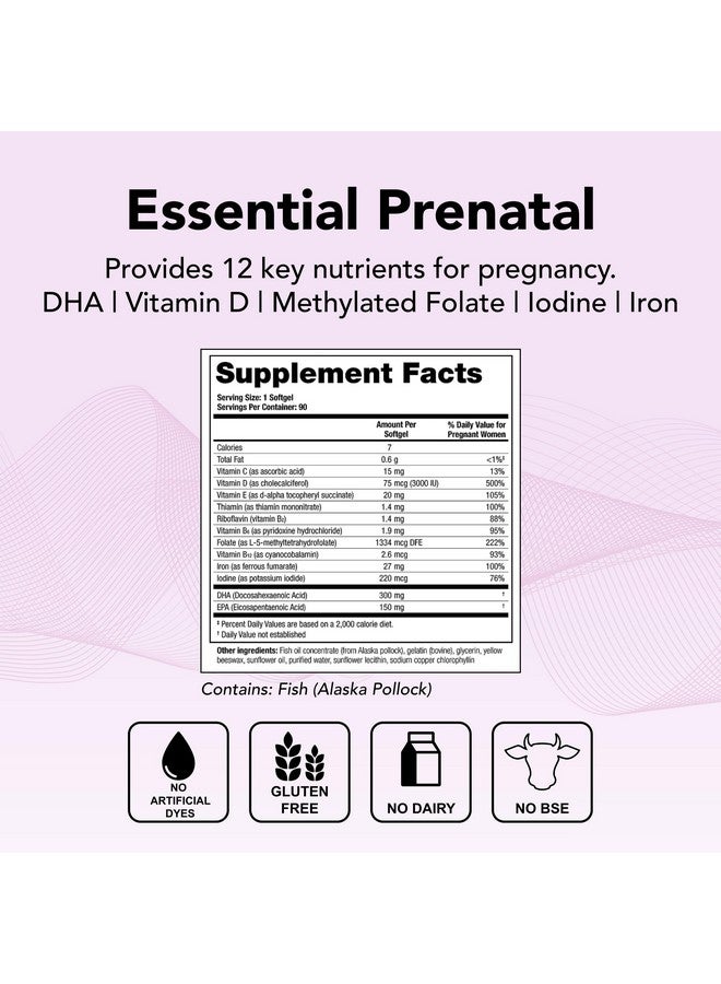 ثيرالوجيكس ثيراناتال ون فيتامين ما قبل الولادة - إمداد لمدة 90 يومًا - فيتامينات متعددة ما قبل الولادة مع DHA وفيتامين D3 وحمض الفوليك المثيلي والحديد والمزيد لدعم حمل صحي* - معتمد من مؤسسة العلوم الوطنية - 90 كبسولة هلامية - Image 2