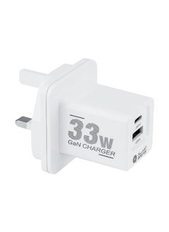 alfanar 33W 2-Ports Type-C and Type-A USB Wall Charger with Power Delivery Support with GaN Technology White 12 x 10 x 5.3 cm UC05  - Image 1