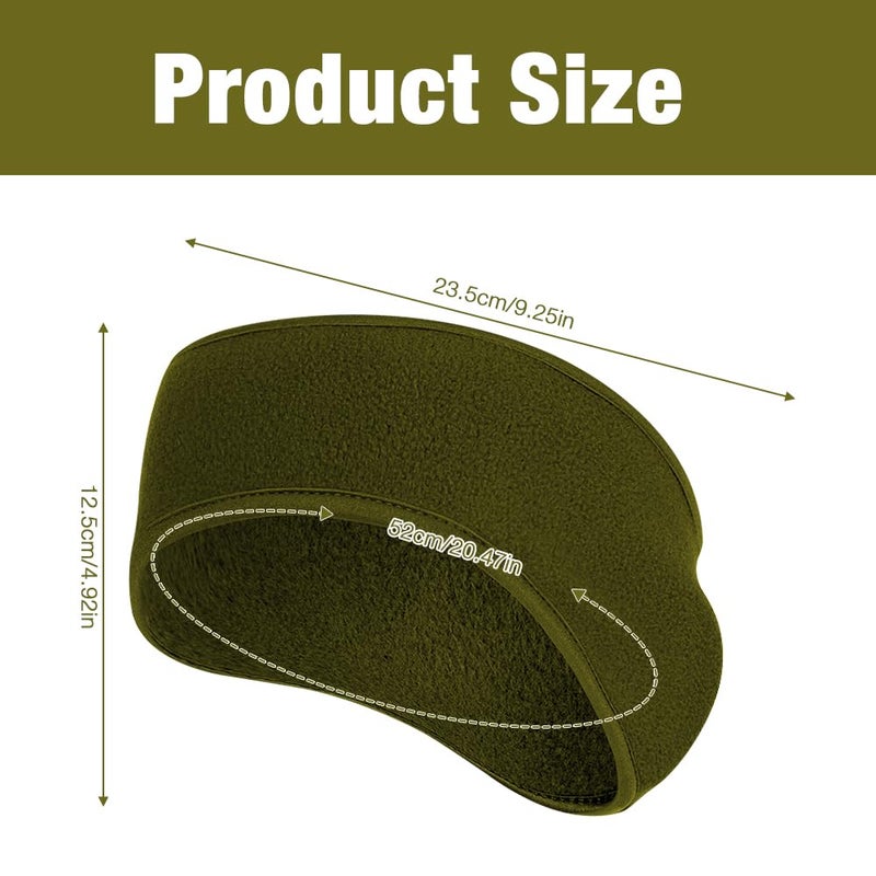 Komake Ear Warmers, 2 Pack Earmuffs Fleece Earmuffs Running Winter Ear Covers Moisture Wicking Sweatband Ski Sport Headband for Men & Women (Black+Army Green) - Image 2