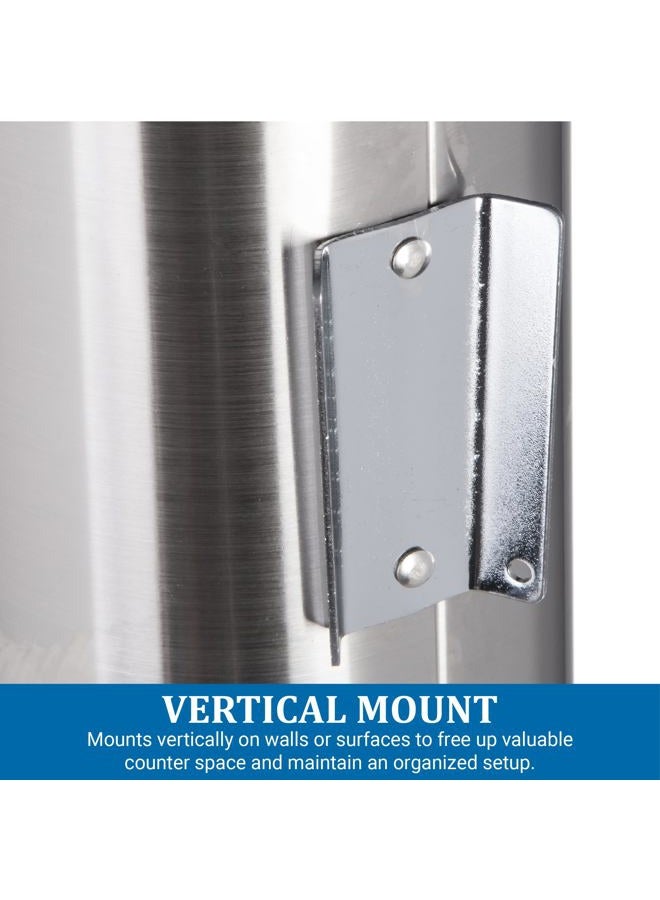 San Jamar C3400E Stainless Steel Vertical Surface Mount Beverage Cup Dispenser, Fits 12oz to 24oz Cup Size, 2-3/4" to 3-7/8" Rim, 23-1/2" Tube Length - Image 4