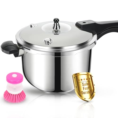 Peterboo Stainless Steel Pressure Cooker, Peterboo 3 Quart Induction Compatible Thickened Small Pressure Cooker with Spring Valve Safeguard Devices, Compatible with Gas & Induction Cooker 1-2 people Use - Image 1