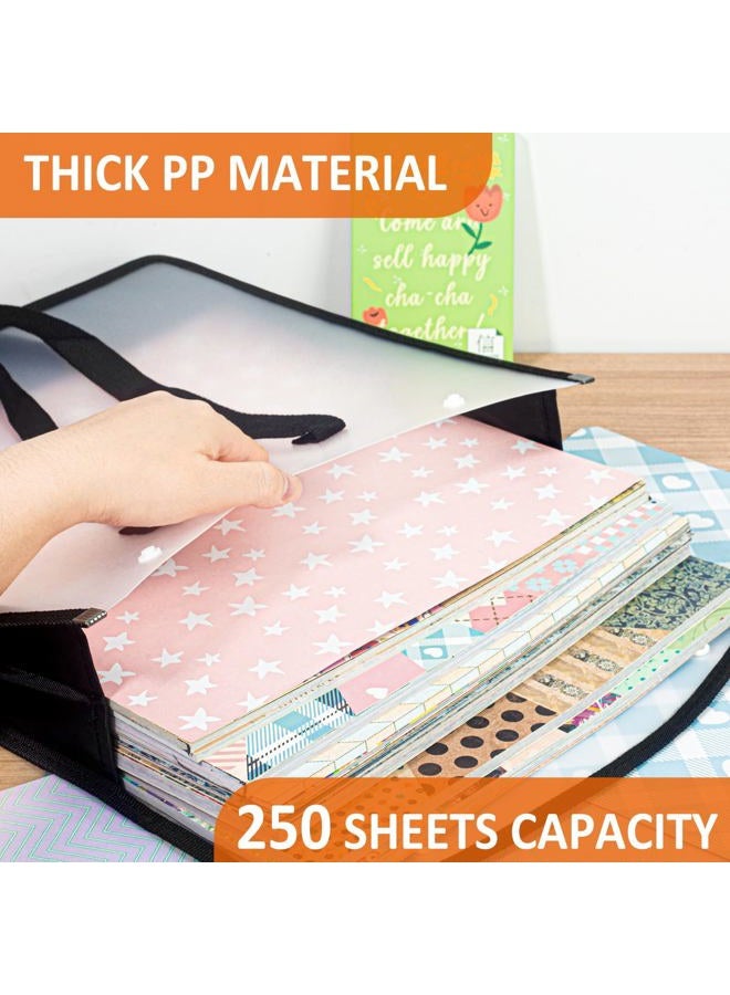 tutata Expandable Scrapbook Paper Storage Organizer, Black Paper Folio for 12 x 12 Sheets, Scrapbook Paper Storage Organizer with Portable Handle, 3 Pack - Image 3