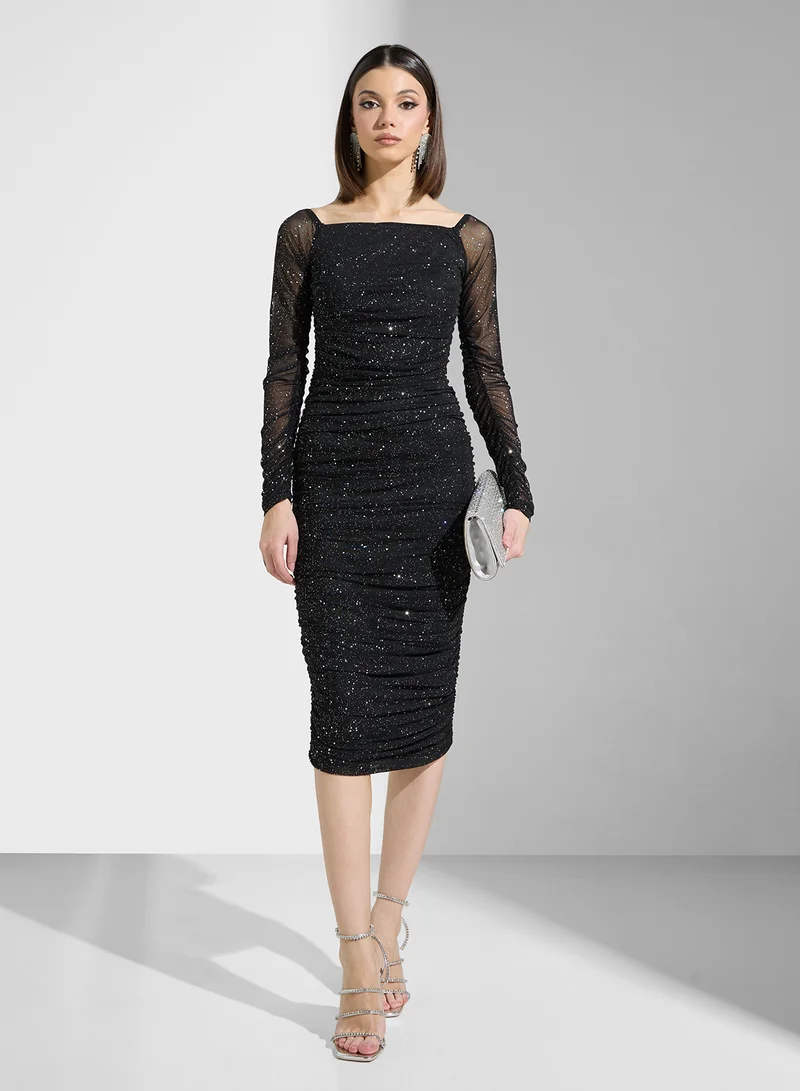 ايلا ليمتد اديشن Off Shoulder Bodycon Ruched Dress