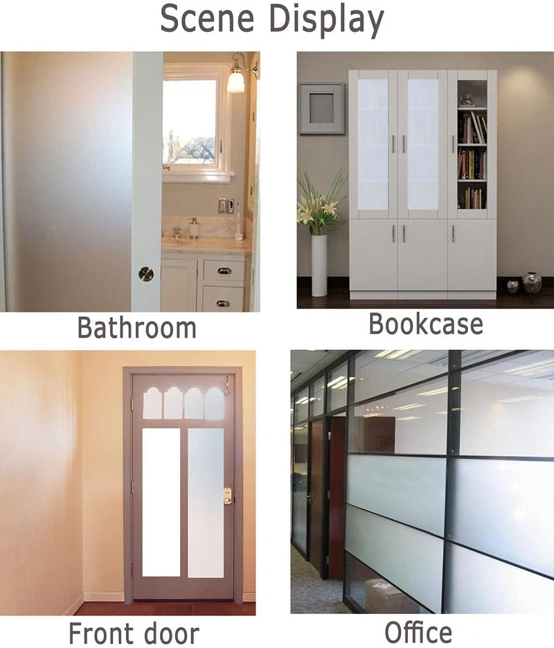 ELECSA 100% Privacy Vinyl Frosted Window Self Adhesive Glass Film Static Cling Glass Film No Glue Anti-UV Window Sticker Non Adhesive (19 Inch X 50 Inch, 100% Privacy Frosted) - Image 5