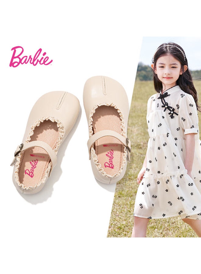 Barbie Girls' Princess Style Leather Shoes Spring Autumn Fashion Performance School Shoes Da6731 Off-white Size 26 - Image 1