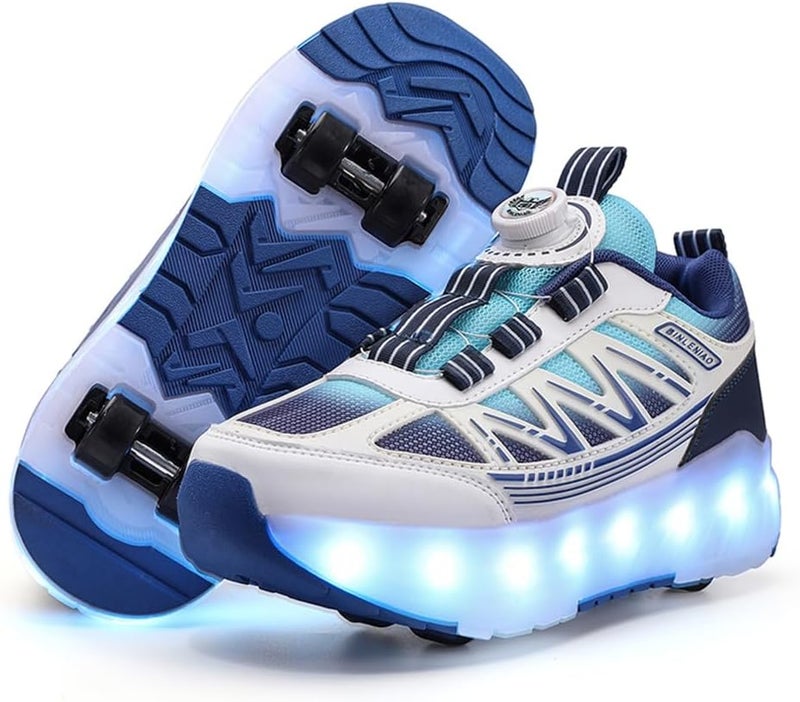 HFXC Roller Skates 4 Wheels Shoes for Kids - New Upgrade Skates Sneakers LED Light Up Rechargeable Sport Sneaker for Boys Girls Beginner More Balanced - Image 1