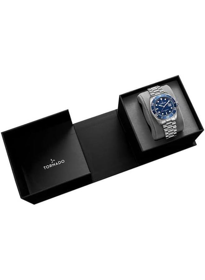 Tornado Men's Miyota 2115 Movement Watch, Analog Display and Solid Stainless Steel, Brushed And Polished Bracelet Strap - T22001-SBSN, Silver - Image 4