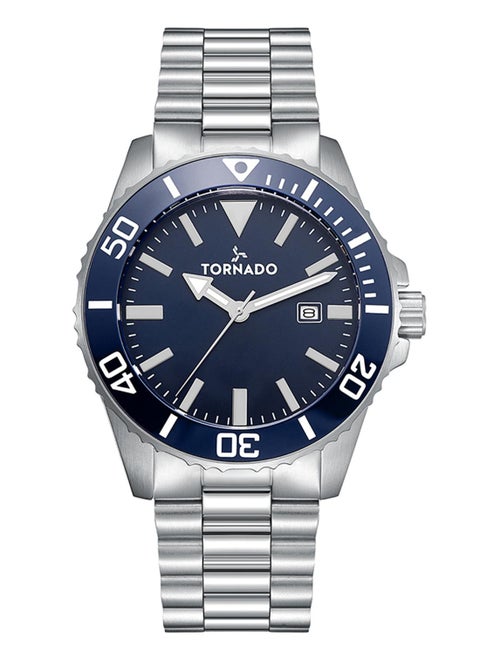 Tornado LUMINA ANALOG Men's Miyota 2115 Movement Watch, Analog Display and High Quality Solid Stainless Steel, Brushed And Polished Bracelet Strap - T22001-SBSN, Silver
