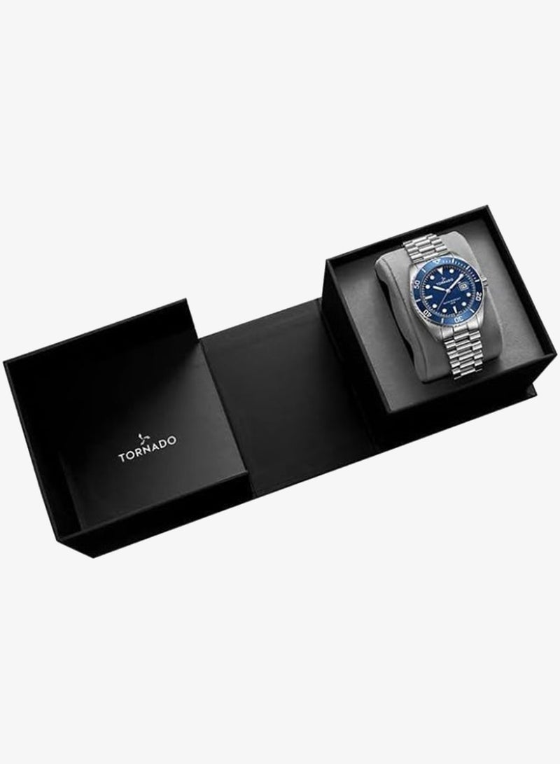 TORNADO Men's  Solid Stainless Steel,Brushed Outer Links, Polished Center Links 3H with date Display Watch T22001-SBSN - 42mm mm - Image 4