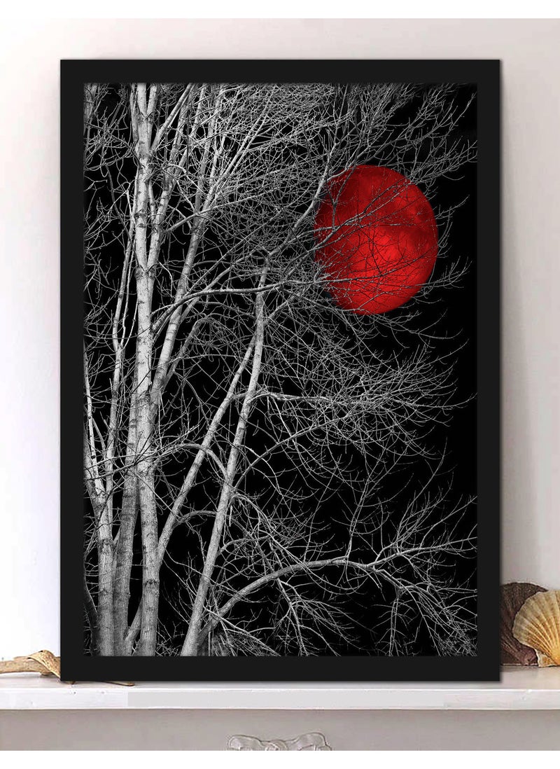Spoil Your Wall Wall Posters with Red Moon in the Forest Picture and Black Frame - Wall Arts Home Décor Photo Frames - 40x55cm by Spoil Your Wall - Image 1