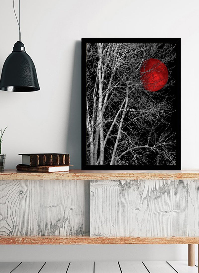 Spoil Your Wall Wall Posters with Red Moon in the Forest Picture and Black Frame - Wall Arts Home Décor Photo Frames - 40x55cm by Spoil Your Wall - Image 2