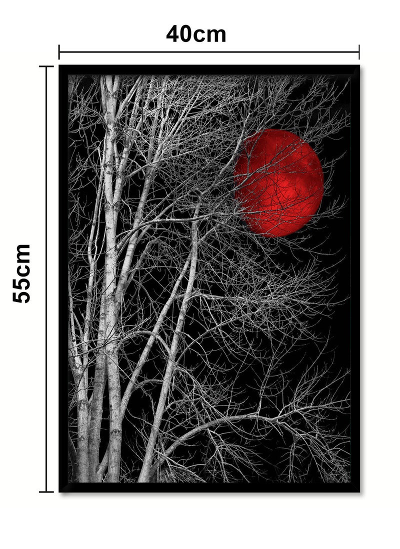 Spoil Your Wall Wall Posters with Red Moon in the Forest Picture and Black Frame - Wall Arts Home Décor Photo Frames - 40x55cm by Spoil Your Wall - Image 3