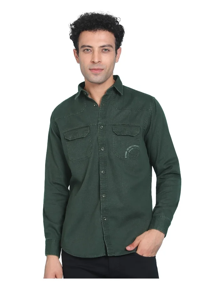 بيونغ قميص كاجوال رجالي قطن تويل ريجنت جرين