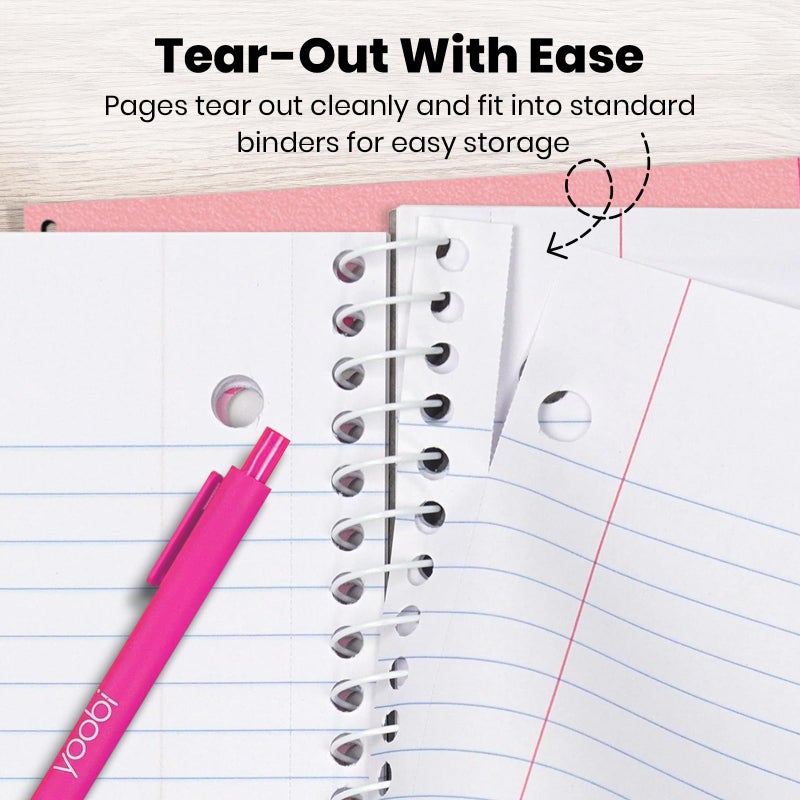Yoobi Barbie X College Ruled Spiral Notebook Set â€“ 3-Pack of 1 Subject Notebooks, Pink, Blue & Peach Barbie Designs â€“ 100 Perforated 3-Hole Punched Sheets â€“ 10.5â€ x 8â€ - Image 4