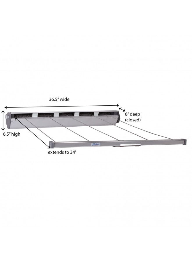 Household Essentials Household Essentials 17145-1 Aluminum Retractable Clothesline 5-Line Dryer | Indoor or Outdoor Use | Hang Wet or Dry Laundry, Black|tan|silver  - Image 2