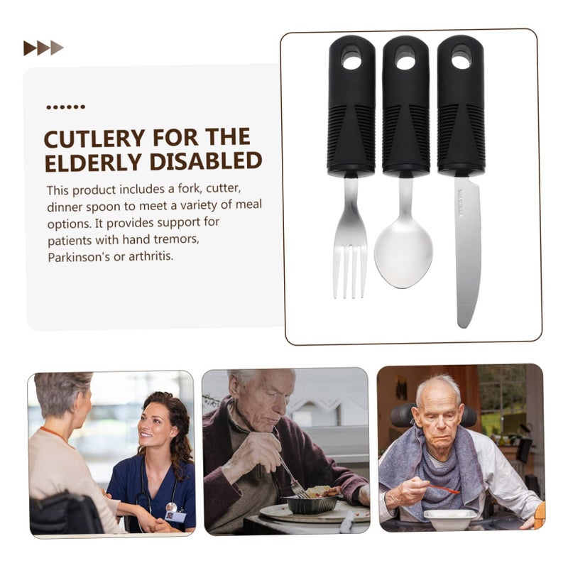 Shake Stainless Steel Elderly Cutlery Set Large Spoon Comfortable Serving Utensils - Image 5