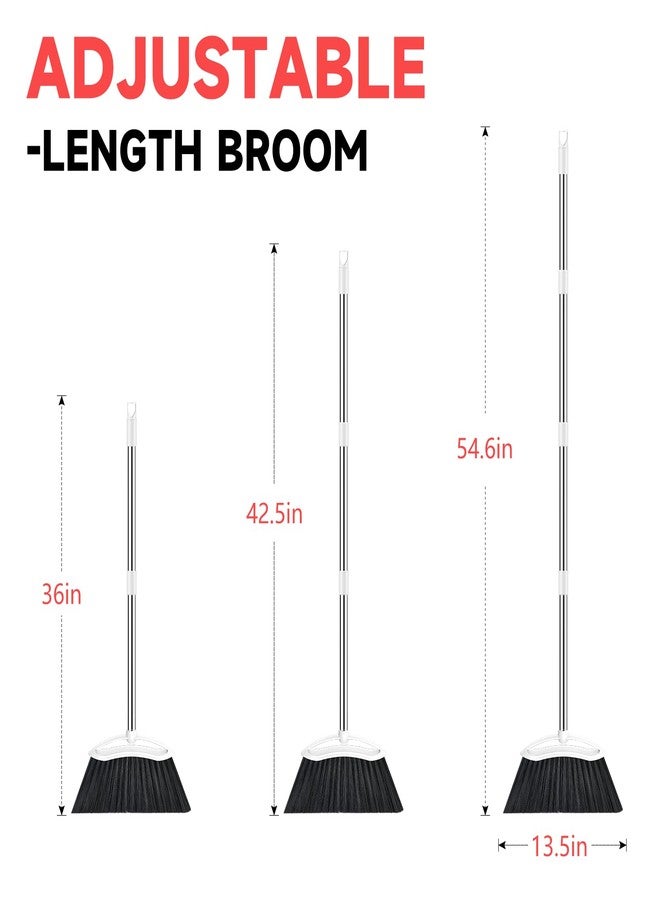 EZKEY Heavy Duty Broom, 54-inch Adjustable Long Handle Angle Brooms Large Brooms for Sweeping Indoor and Outdoor Commercial Broom for Home Kitchen Patio Garage Porch Courtyard Classroom, White - Image 2