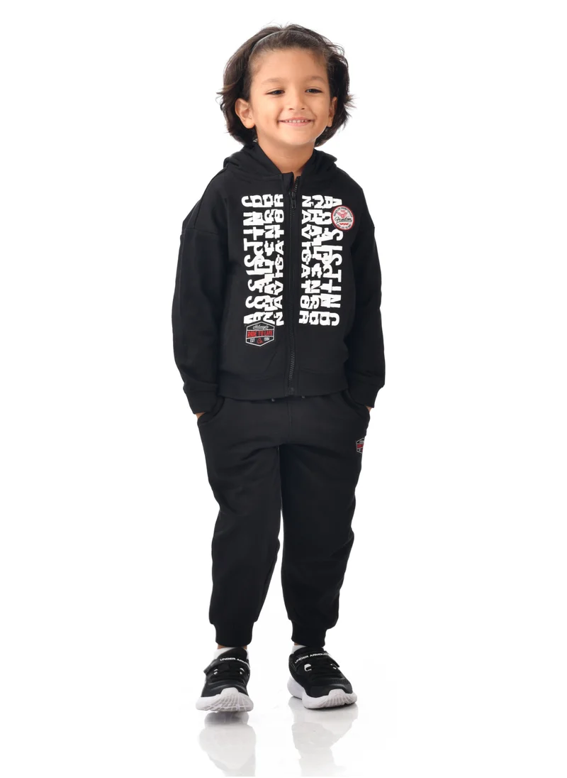 victor and jane Boys' 2-Piece Fullzipper Hoodie and Jogger Set  (2 -8 yrs) Black