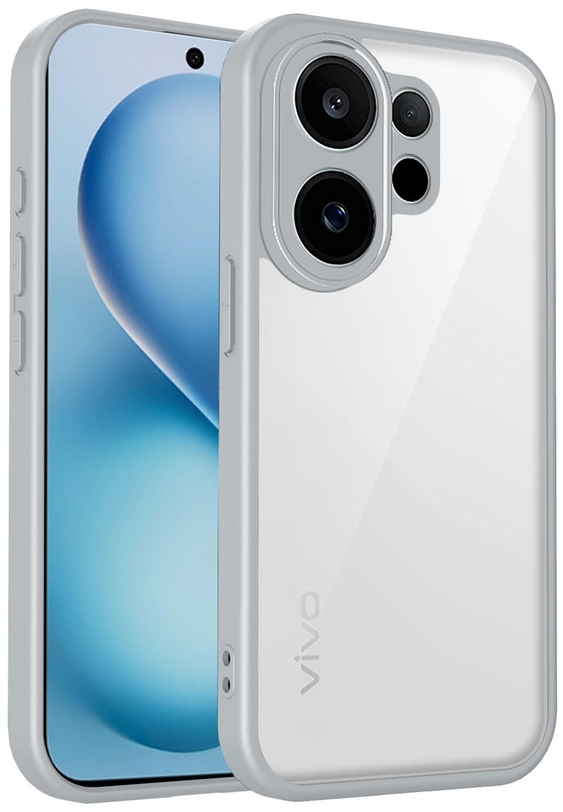 Kapa Hawkeye Clear Slim Tough Back Cover for Vivo V60 5G / Vivo T4 Pro 5G | Camera Lens Protector Anti Yellow Shockproof Clear Hybrid Case Cover (Grey Sides) - Image 1