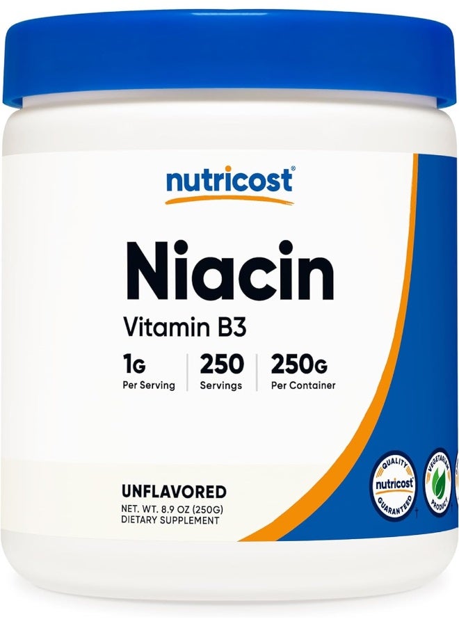 Nutricost Niacin Vitamin B3 Powder 250 Grams 1G Per Serving Pure Vitamin B3 Niacin Powder - Image 1