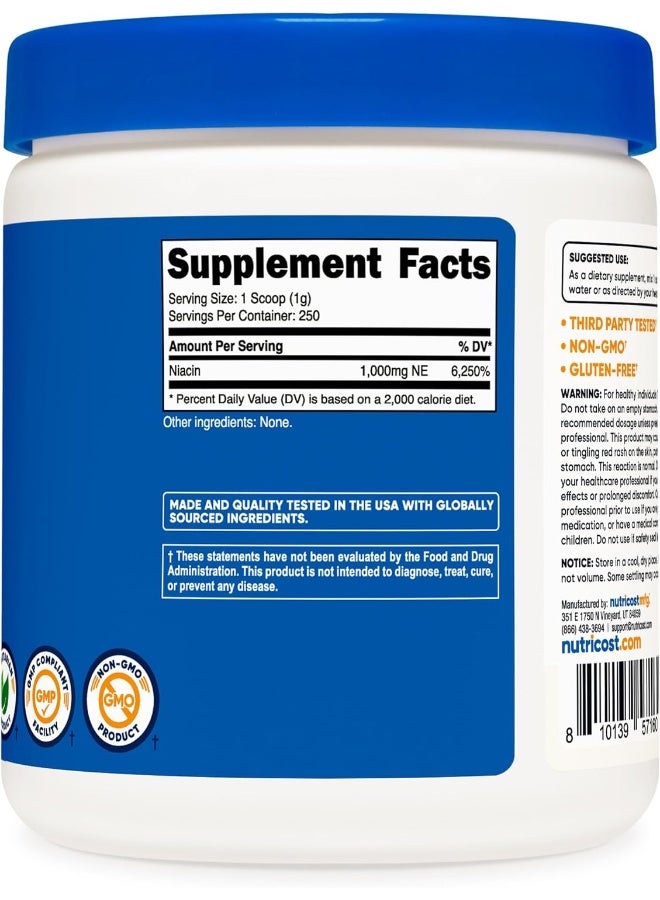 Nutricost Niacin Vitamin B3 Powder 250 Grams 1G Per Serving Pure Vitamin B3 Niacin Powder - Image 5
