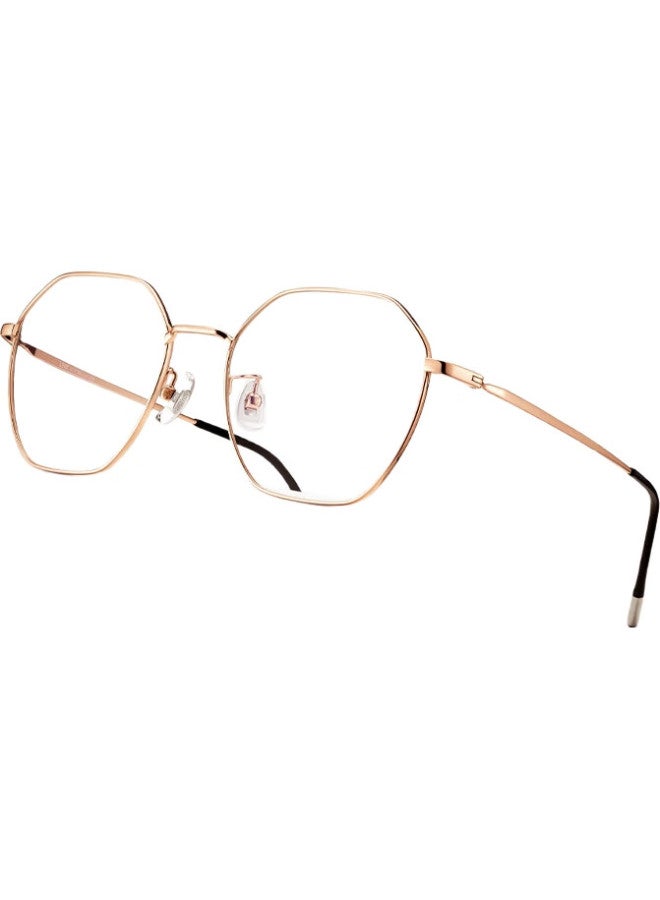 LOHO Blue Light Blocking Glasses Titanium Frame Unisex Fashion Plain Glasses Frame Lh0089003 Rose Gold - Image 3