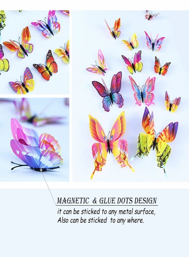 OPSEAM Butterfly Wall Decor 24/48 PCS, 3D Butterflies Stickers for Party Decorations with Magnets(Multiple Colour, 48) - Image 3