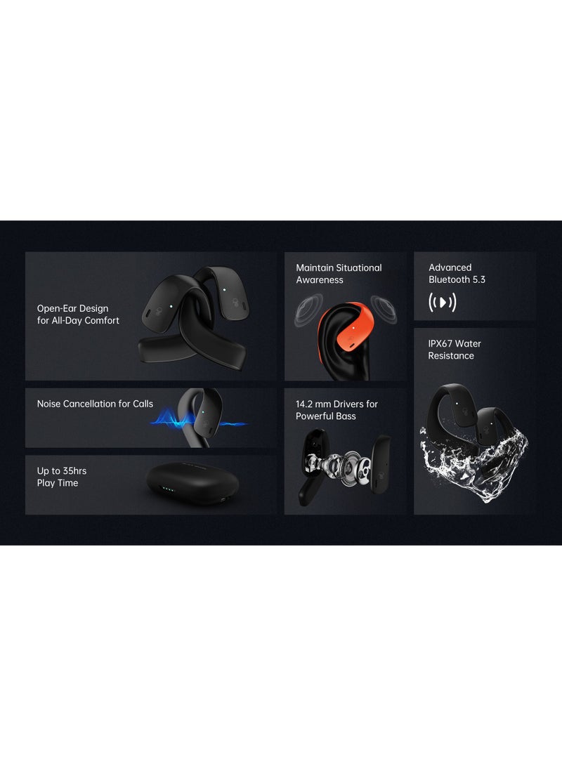 بلاك شارك سماعات الأذن Black Shark T20 بتصميم سماعات أذن لاسلكية مفتوحة، عمر بطارية طويل 35 ساعة، اتصال بلوتوث قوي 5.3، مقاومة للماء IPX67 ومريحة وخفيفة الوزن، الإصدار العالمي 2024 أبيض - Image 3