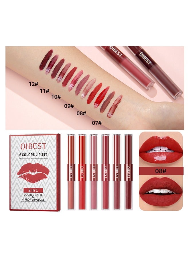 كيو آي بست 2-في-1 مزدوج رأس لمعان الشفاه مقاوم للماء غير عصا كوب غير تتلاشى أحمر الشفاه مجموعة ب - Image 2