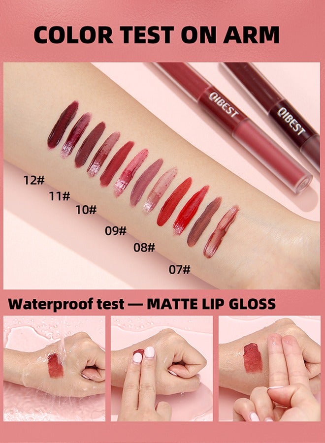 كيو آي بست 2-في-1 مزدوج رأس لمعان الشفاه مقاوم للماء غير عصا كوب غير تتلاشى أحمر الشفاه مجموعة ب - Image 4