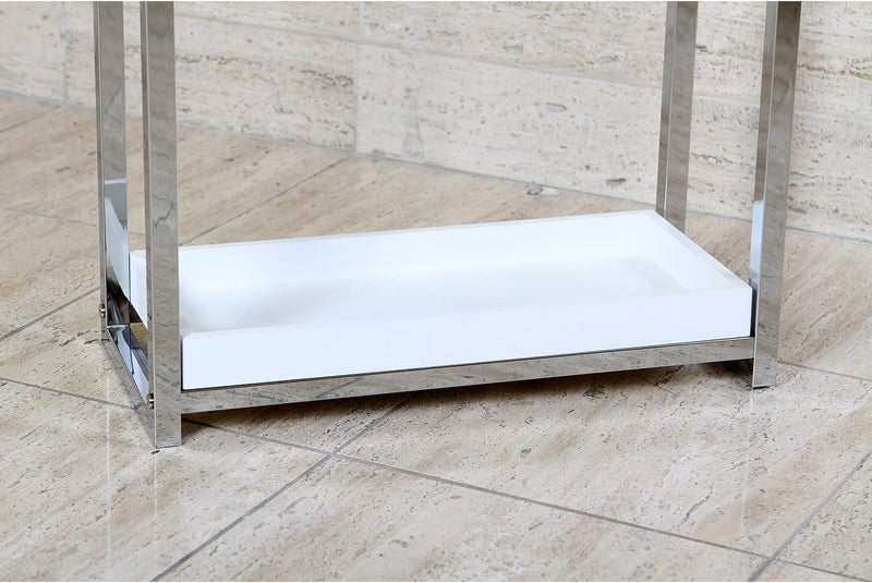 INDIAN DECOR INDIAN DECOR 41407 Pedestal 2Tier Steel Construction Towel Rack with Wooden Case Polished Chrome  - Image 3